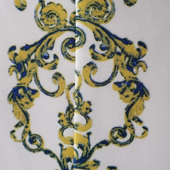 Julian Taylor Yellow & White A-line Midi Dress Size 12 - Picture 4 of 11